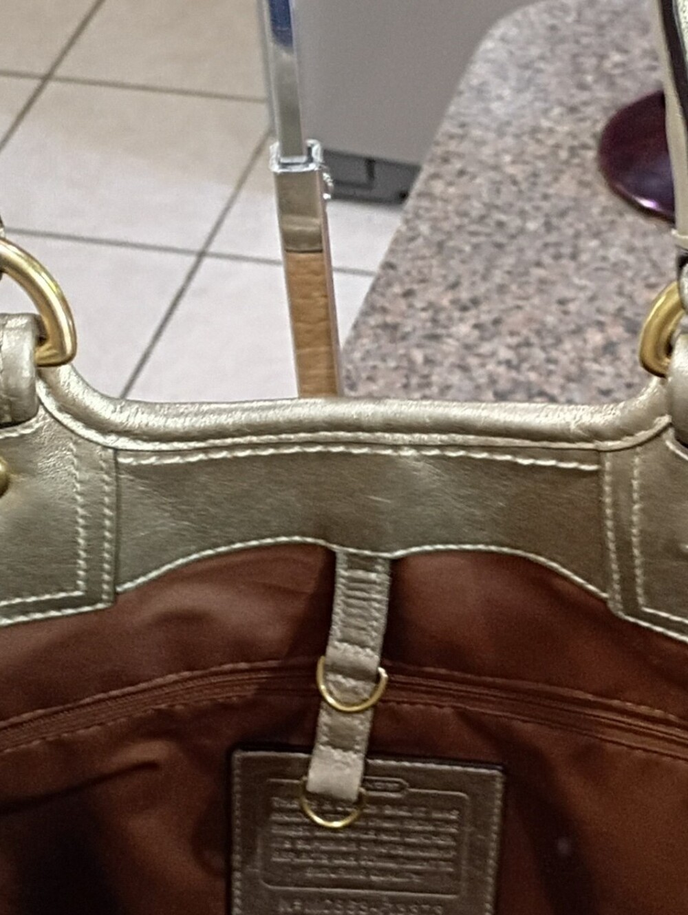 Coach Natural Straw Tote with Metallic Gold Trim and Floral Applique - Picture 8 of 16